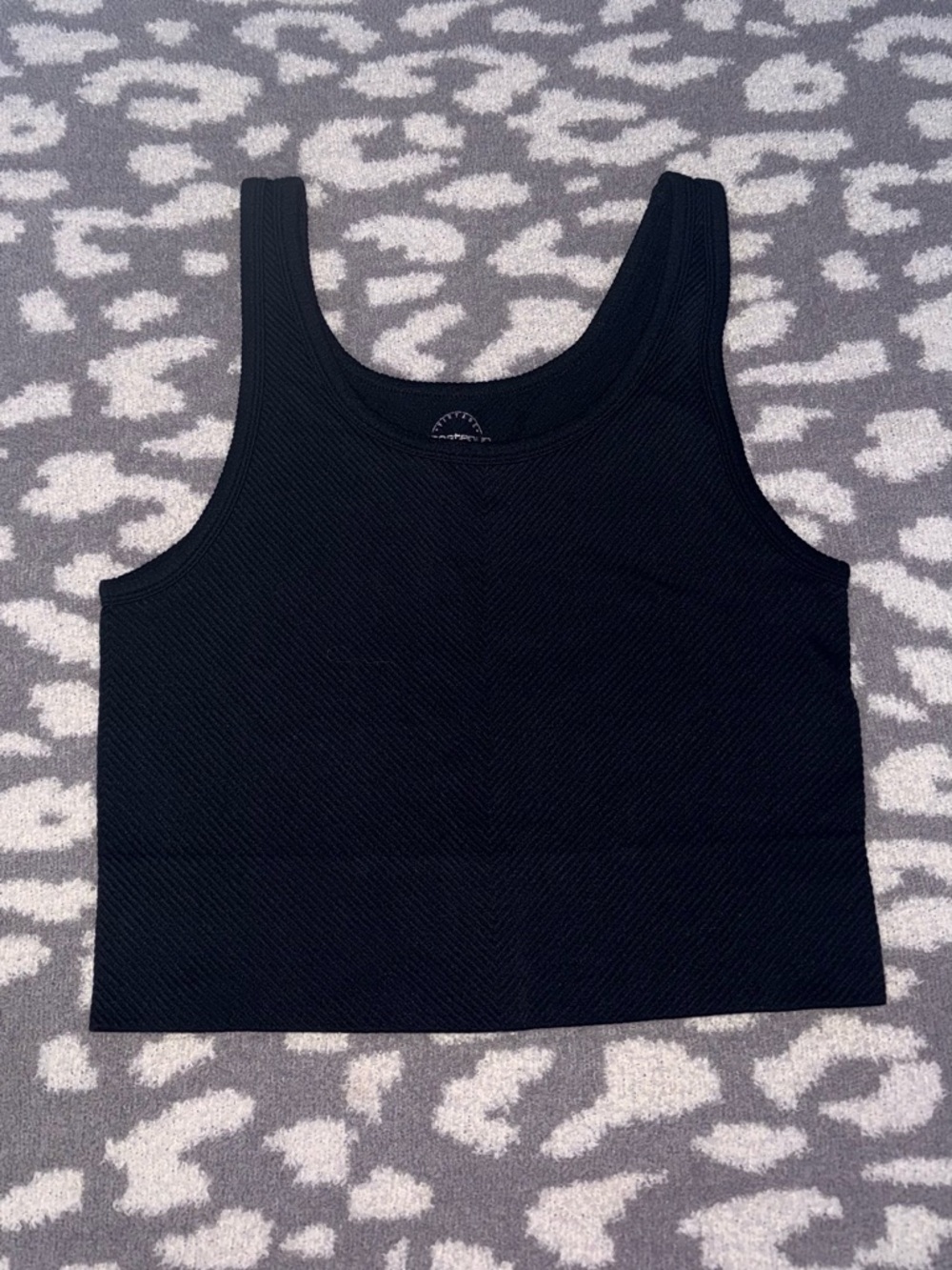 One Step Up Black Ribbed Crop Tank Top L/XL